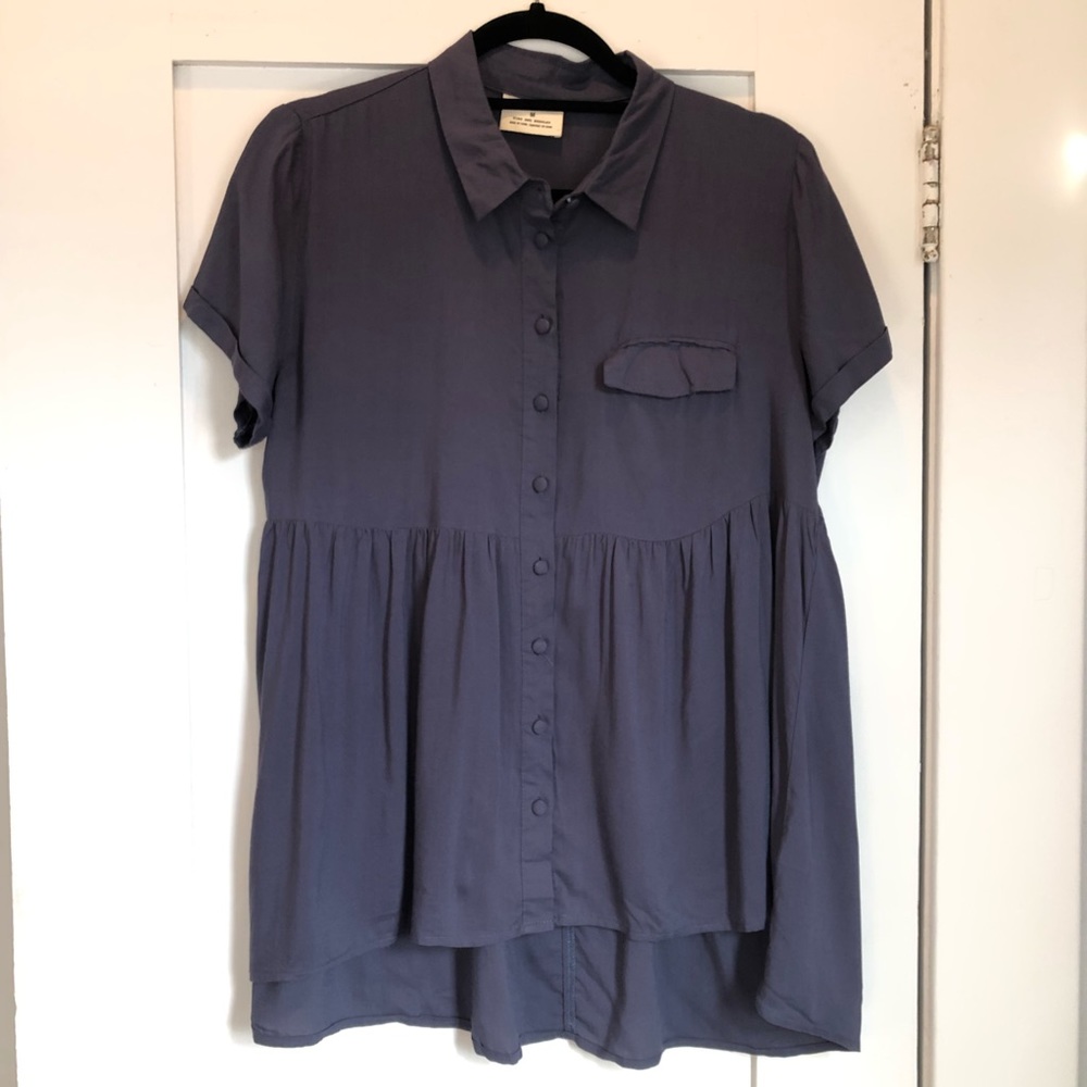 Anthropologie Pins and Needles Blue Blouse
